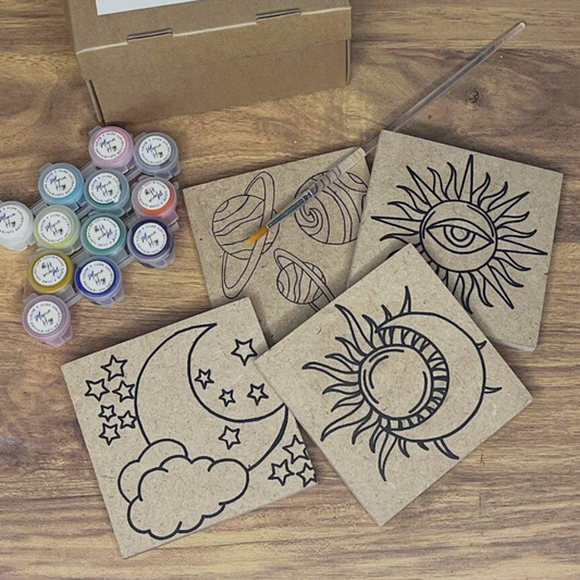 Paint Your Own Coasters | Moon & Sun